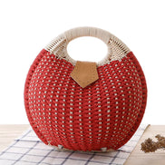 Natural Rattan Handwoven Round Shell Handbag