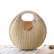 Natural Rattan Handwoven Round Shell Handbag