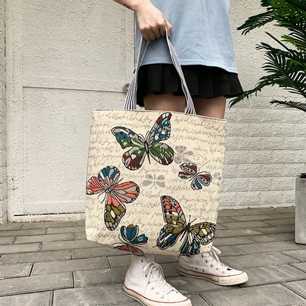 Butterfly Print Large Capacity Shoulder Handbag