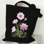 Wildflower Oil Print Canvas Tote Bag