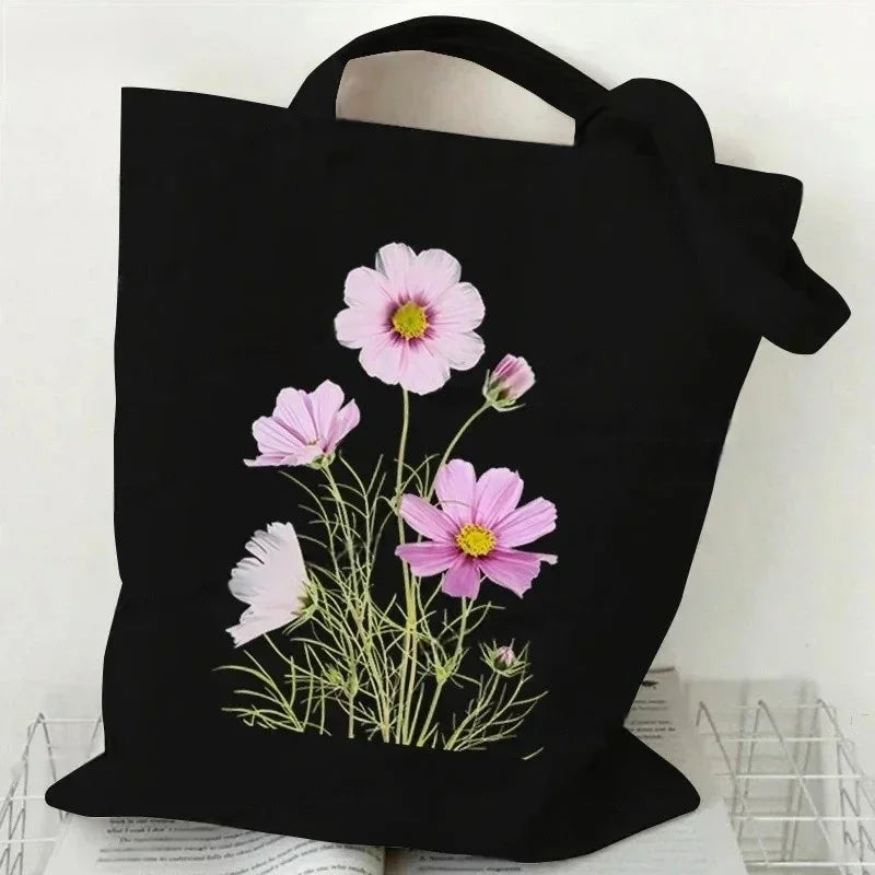 Wildflower Oil Print Canvas Tote Bag