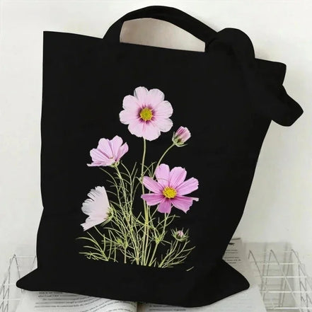 Wildflower Oil Print Canvas Tote Bag