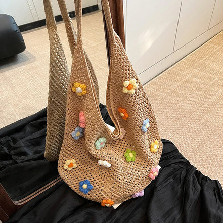 Hollow Knitted Tote Handbag