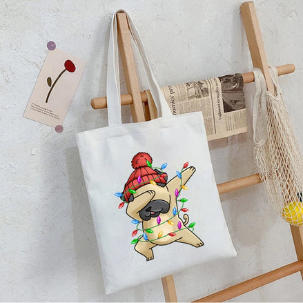 Christmas Panda Canvas Shoulder Bag