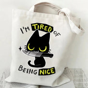 Cute Cat Canvas Tote Bag