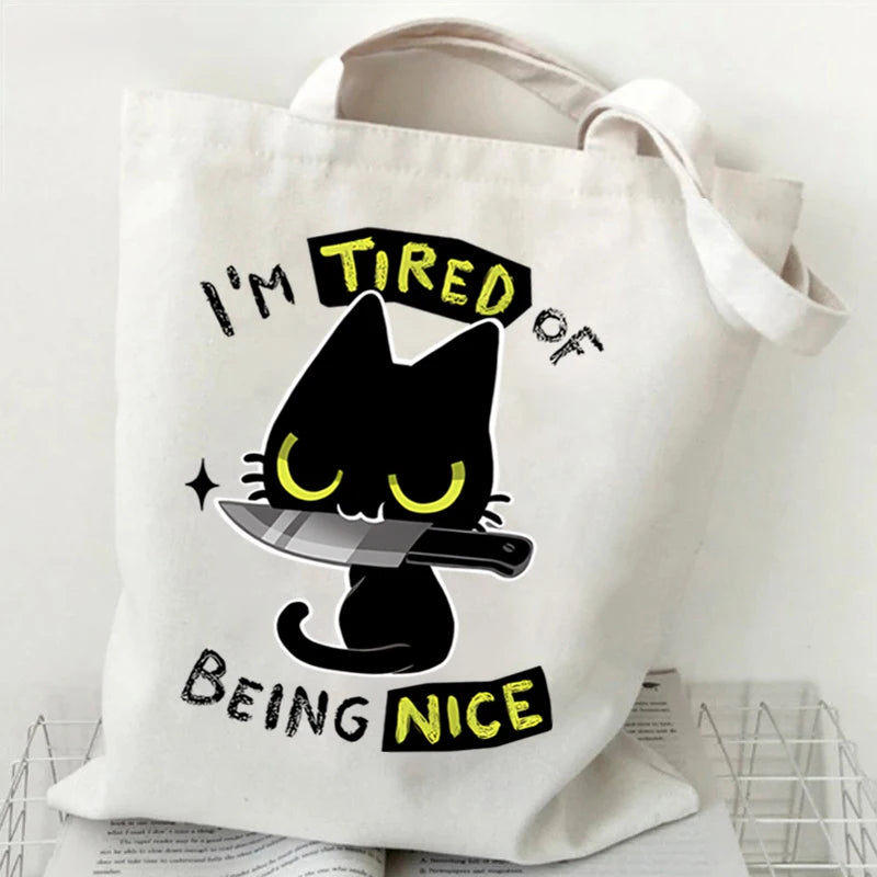 Cute Cat Canvas Tote Bag