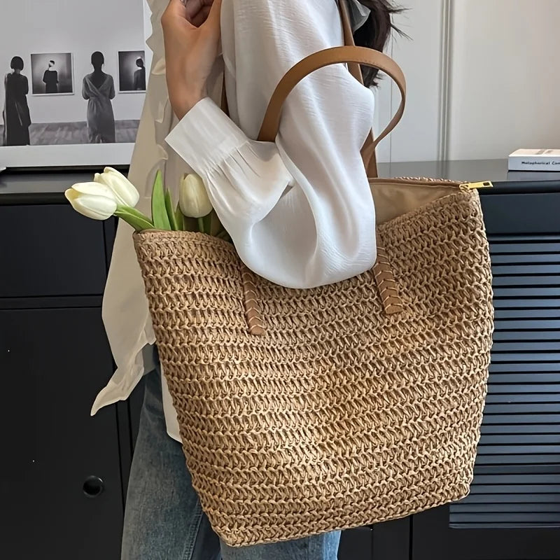 Woven Zipper Handbag