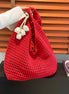 Trendy Tulip Pendant Crochet Shoulder Bag