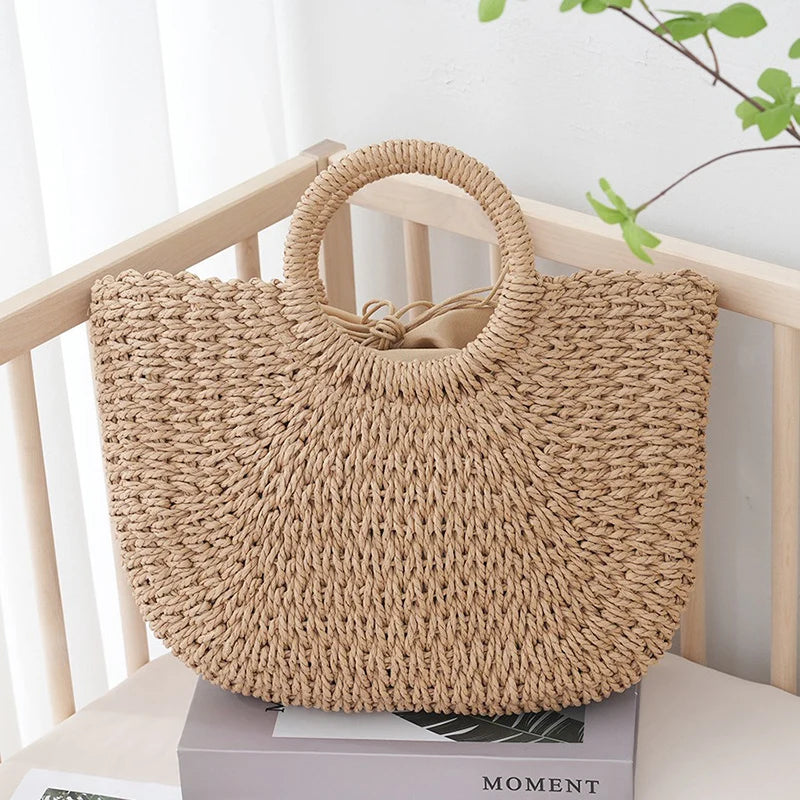 Handmade Straw Tote Handbag