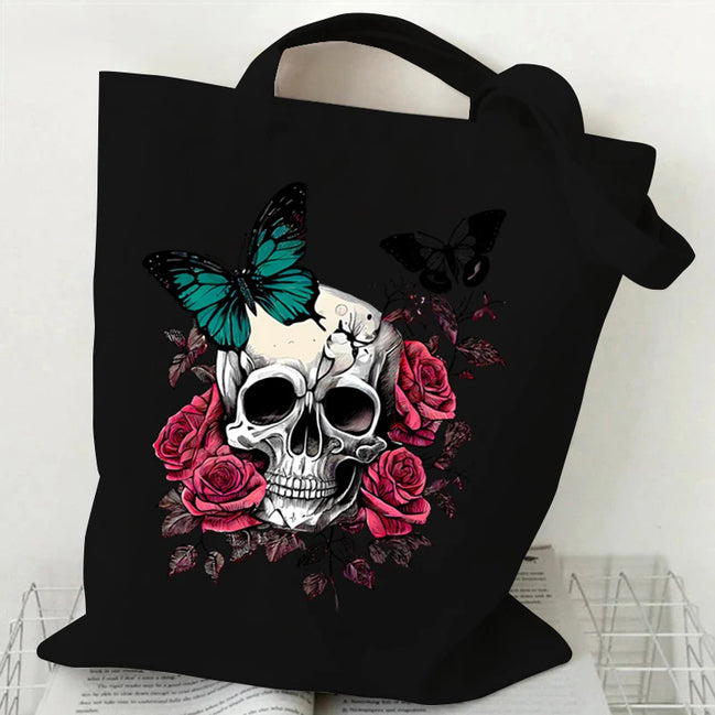 Butterfly Print Canvas Tote Bag