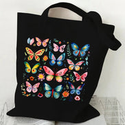 Butterfly Print Canvas Tote Bag