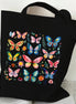 Butterfly Print Canvas Tote Bag
