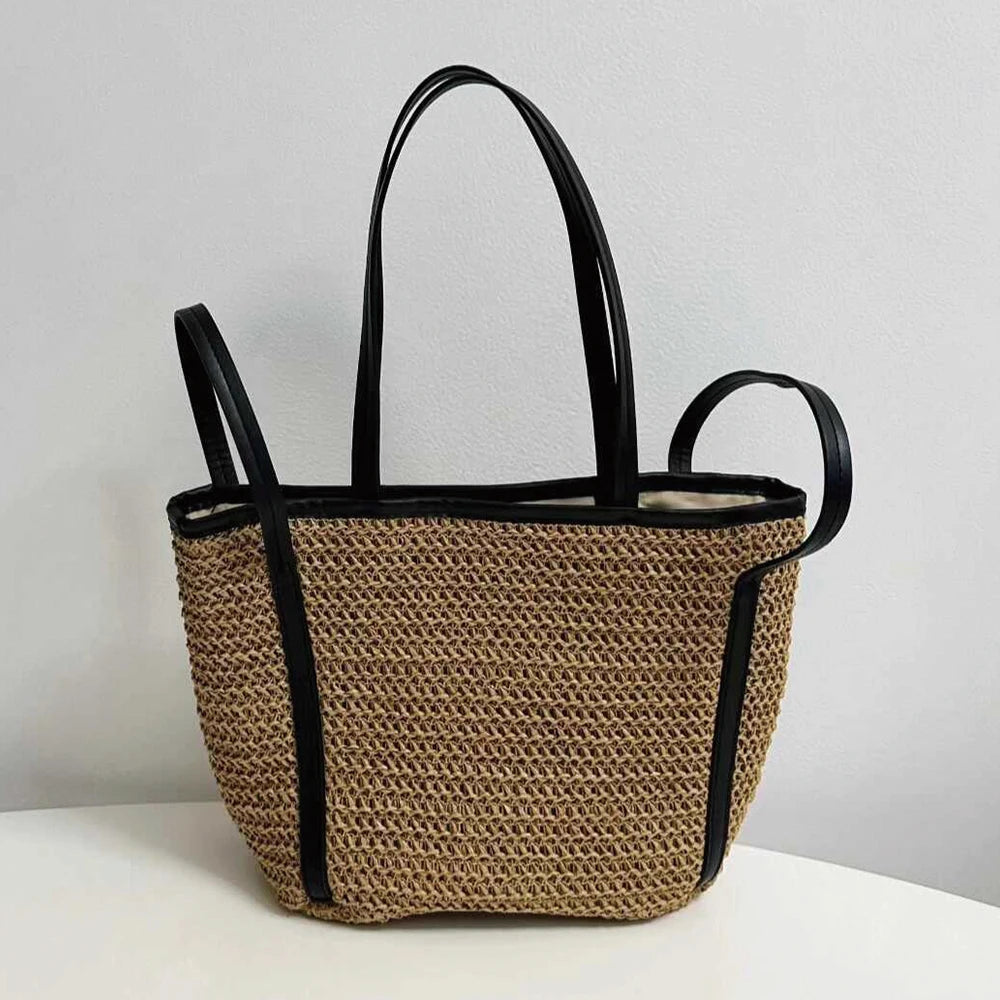Woven Straw Bucket Handbag