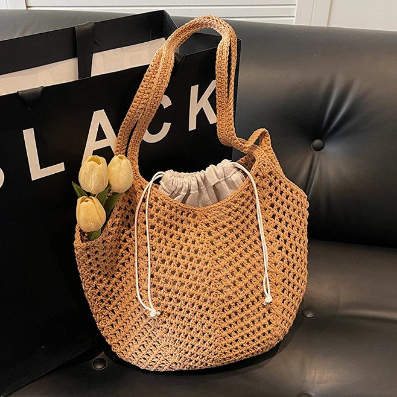 Hollow-out Straw Woven Shoulder Bag