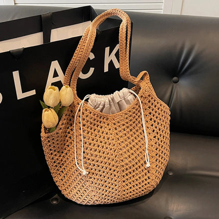 Hollow-out Straw Woven Shoulder Bag