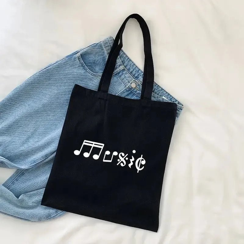 Music Theme Canvas Tote Bag