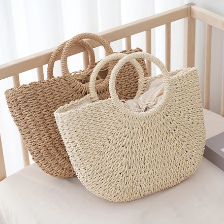 Handmade Straw Tote Handbag