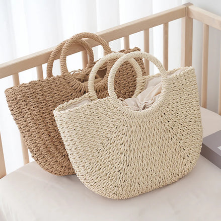 Handmade Straw Tote Handbag