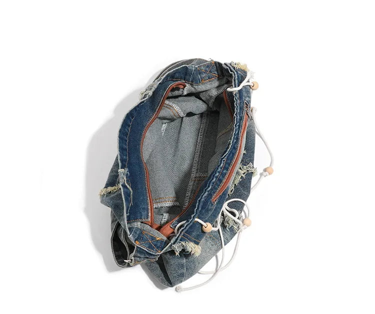 Vintage Washed Denim Shoulder Bag