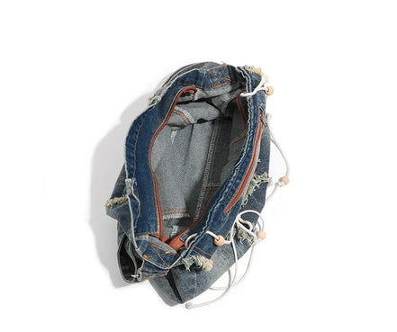 Vintage Washed Denim Shoulder Bag