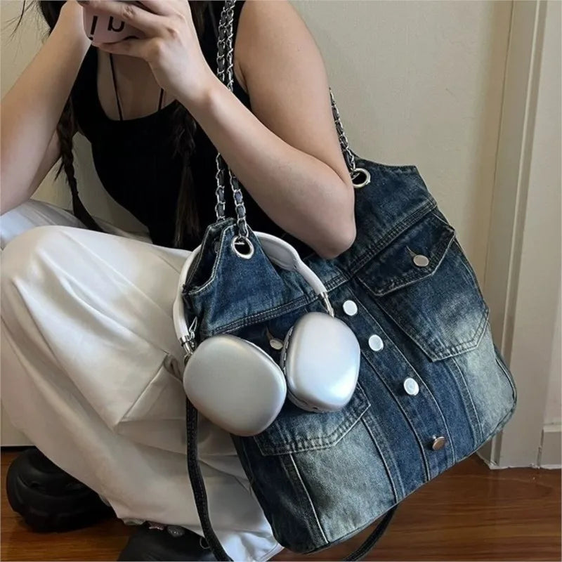 Vintage Denim Shoulder Bag