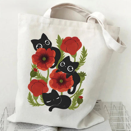 Cute Cat Canvas Tote Bag