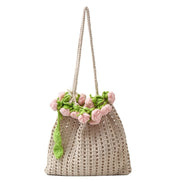 Rose Crochet Knitted Shoulder Bag