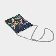 Embroidered Denim Shoulder Bag