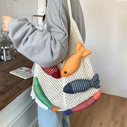 Fish Design Knitted Shoulder Bag
