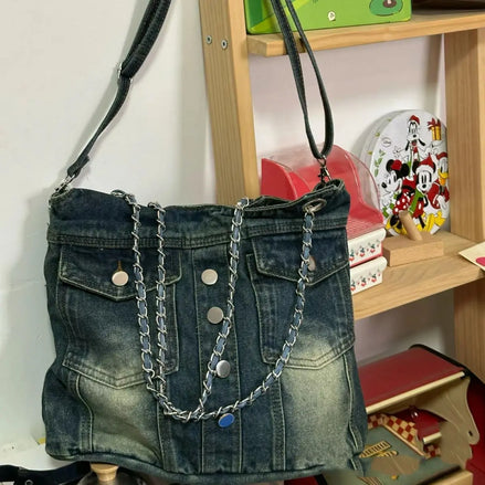 Vintage Denim Shoulder Bag