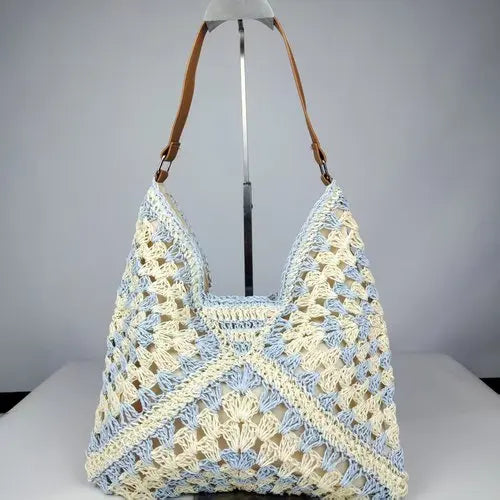 Pattern Woven Straw Shoulder Bag