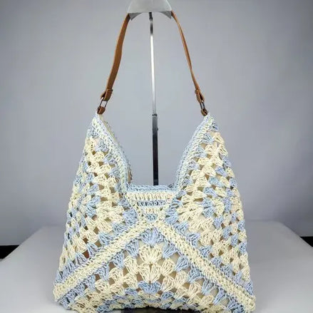 Pattern Woven Straw Shoulder Bag