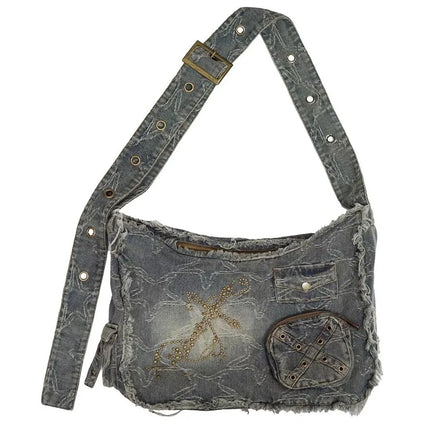 Star design Denim Shoulder Bag