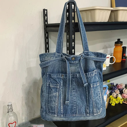 Casual Vintage Denim Tote Bag