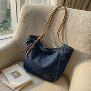Washed Denim Fabric Tote Bag