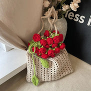Rose Crochet Knitted Shoulder Bag