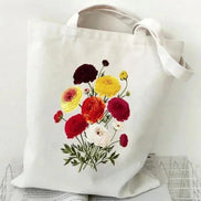 Wildflower Oil Print Canvas Tote Bag