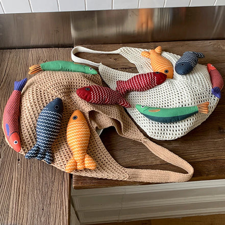 Fish Design Knitted Shoulder Bag