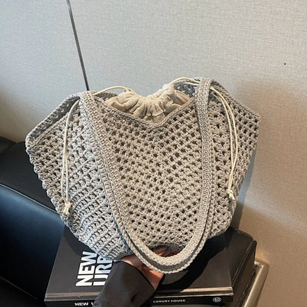 Hollow-out Straw Woven Shoulder Bag