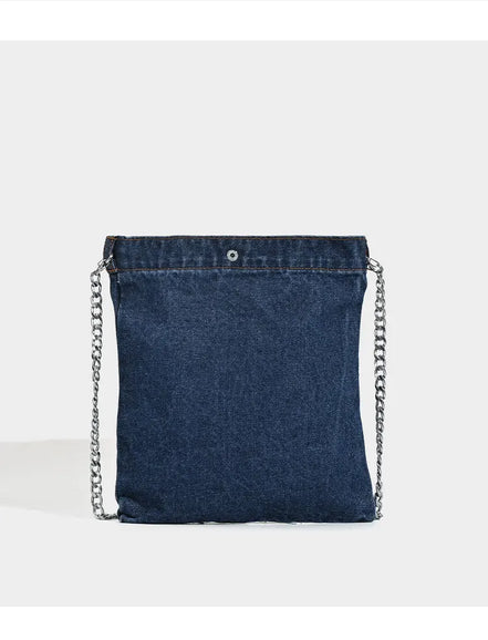 Embroidered Denim Shoulder Bag