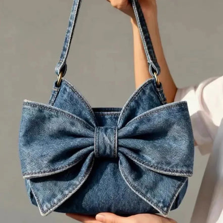 Retro Bow Denim Bag