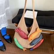 Fish Design Knitted Shoulder Bag