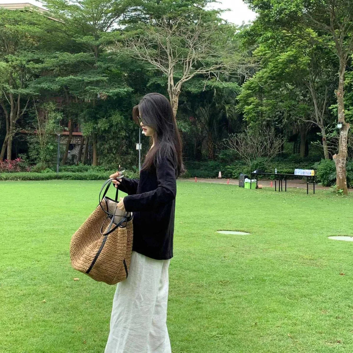 Woven Straw Bucket Handbag