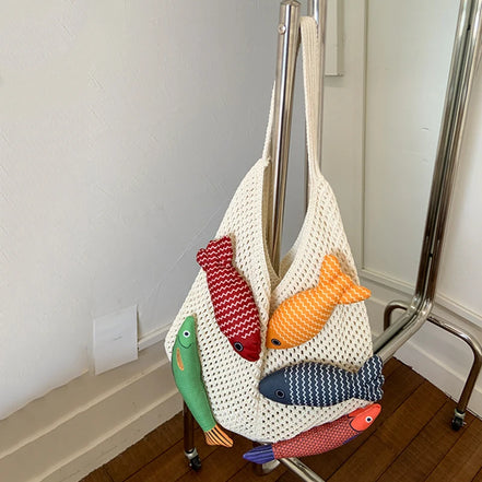 Fish Design Knitted Shoulder Bag