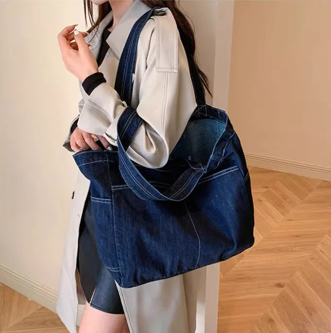 Vintage Casual Denim Tote Bag