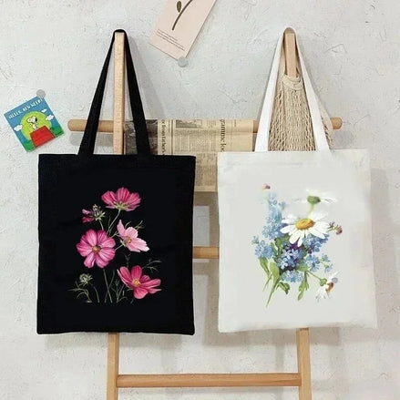 Wildflower Oil Print Canvas Tote Bag