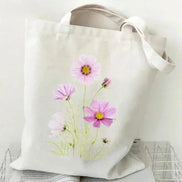 Wildflower Oil Print Canvas Tote Bag