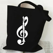 Music Note Pattern Canvas Tote Bag