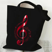 Music Note Pattern Canvas Tote Bag