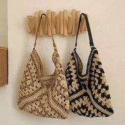 Pattern Woven Straw Shoulder Bag